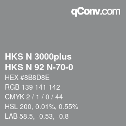 Color code: HKS N 3000plus - HKS N 92 N-70-0 | qconv.com