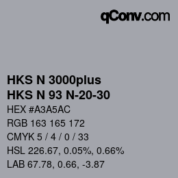 Code couleur: HKS N 3000plus - HKS N 93 N-20-30 | qconv.com