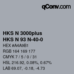 颜色代码: HKS N 3000plus - HKS N 93 N-40-0 | qconv.com