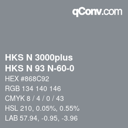 Color code: HKS N 3000plus - HKS N 93 N-60-0 | qconv.com