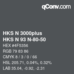 颜色代码: HKS N 3000plus - HKS N 93 N-80-50 | qconv.com