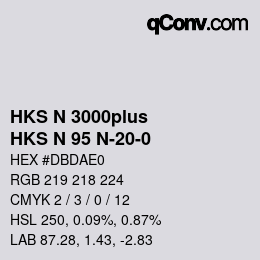 Color code: HKS N 3000plus - HKS N 95 N-20-0 | qconv.com