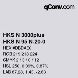 Código de color: HKS N 3000plus - HKS N 95 N-20-0 | qconv.com