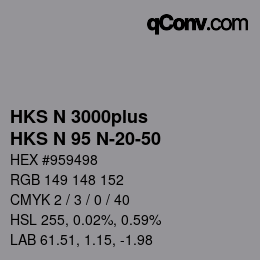 Código de color: HKS N 3000plus - HKS N 95 N-20-50 | qconv.com