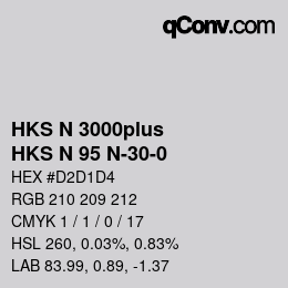 Color code: HKS N 3000plus - HKS N 95 N-30-0 | qconv.com