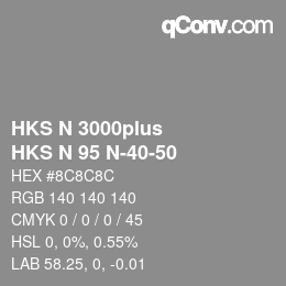 颜色代码: HKS N 3000plus - HKS N 95 N-40-50 | qconv.com