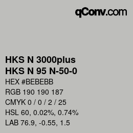 颜色代码: HKS N 3000plus - HKS N 95 N-50-0 | qconv.com