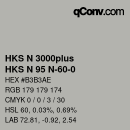Color code: HKS N 3000plus - HKS N 95 N-60-0 | qconv.com