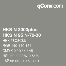 Code couleur: HKS N 3000plus - HKS N 95 N-70-30 | qconv.com