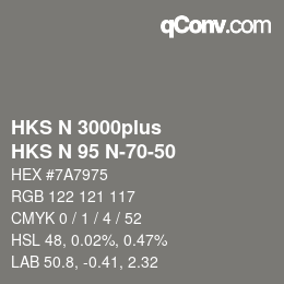 Código de color: HKS N 3000plus - HKS N 95 N-70-50 | qconv.com