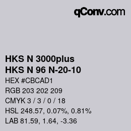 Color code: HKS N 3000plus - HKS N 96 N-20-10 | qconv.com