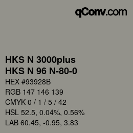 Color code: HKS N 3000plus - HKS N 96 N-80-0 | qconv.com