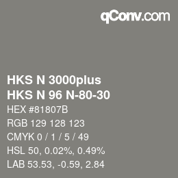 Code couleur: HKS N 3000plus - HKS N 96 N-80-30 | qconv.com
