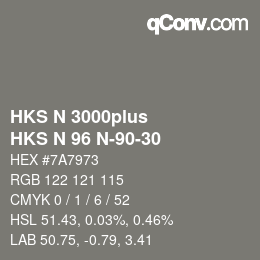 颜色代码: HKS N 3000plus - HKS N 96 N-90-30 | qconv.com