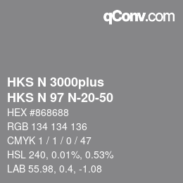 Color code: HKS N 3000plus - HKS N 97 N-20-50 | qconv.com