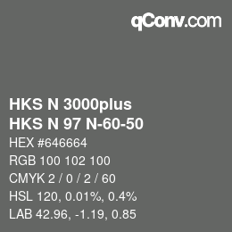 Color code: HKS N 3000plus - HKS N 97 N-60-50 | qconv.com