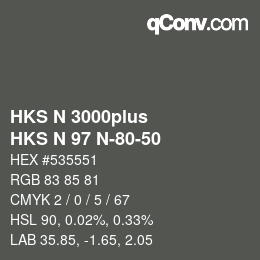 Código de color: HKS N 3000plus - HKS N 97 N-80-50 | qconv.com