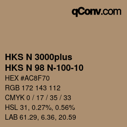 Código de color: HKS N 3000plus - HKS N 98 N-100-10 | qconv.com