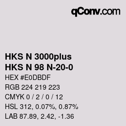 Farbcode: HKS N 3000plus - HKS N 98 N-20-0 | qconv.com