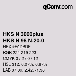 Color code: HKS N 3000plus - HKS N 98 N-20-0 | qconv.com