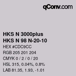 Código de color: HKS N 3000plus - HKS N 98 N-20-10 | qconv.com