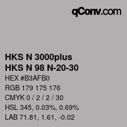 Color code: HKS N 3000plus - HKS N 98 N-20-30 | qconv.com
