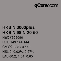 Código de color: HKS N 3000plus - HKS N 98 N-20-50 | qconv.com