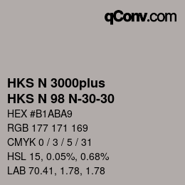 Color code: HKS N 3000plus - HKS N 98 N-30-30 | qconv.com