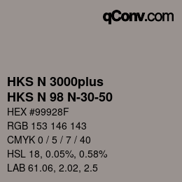 Código de color: HKS N 3000plus - HKS N 98 N-30-50 | qconv.com