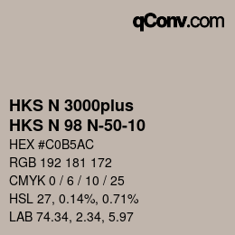 Color code: HKS N 3000plus - HKS N 98 N-50-10 | qconv.com