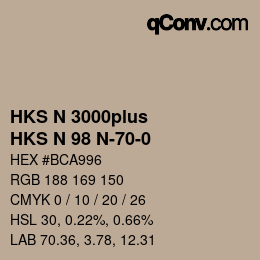 Color code: HKS N 3000plus - HKS N 98 N-70-0 | qconv.com