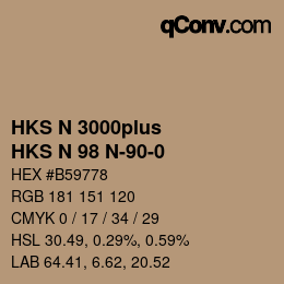 Color code: HKS N 3000plus - HKS N 98 N-90-0 | qconv.com