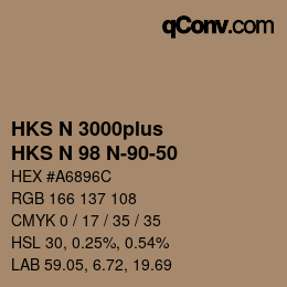 Código de color: HKS N 3000plus - HKS N 98 N-90-50 | qconv.com