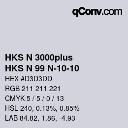 Color code: HKS N 3000plus - HKS N 99 N-10-10 | qconv.com