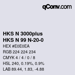 Farbcode: HKS N 3000plus - HKS N 99 N-20-0 | qconv.com