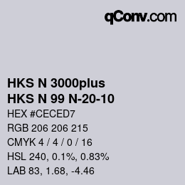 Color code: HKS N 3000plus - HKS N 99 N-20-10 | qconv.com