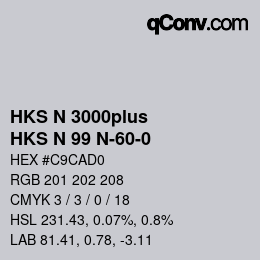 Color code: HKS N 3000plus - HKS N 99 N-60-0 | qconv.com