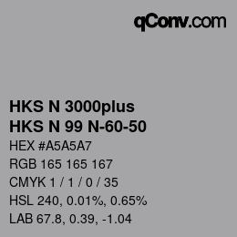 颜色代码: HKS N 3000plus - HKS N 99 N-60-50 | qconv.com