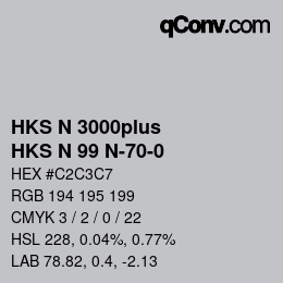颜色代码: HKS N 3000plus - HKS N 99 N-70-0 | qconv.com