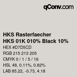 Code couleur: HKS Rasterfaecher - HKS 01K 010% Black 10% | qconv.com