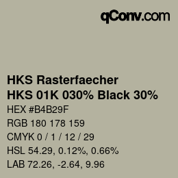 Código de color: HKS Rasterfaecher - HKS 01K 030% Black 30% | qconv.com