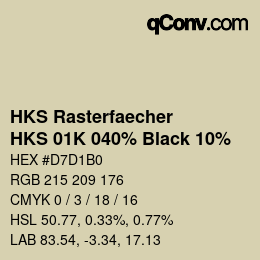 Code couleur: HKS Rasterfaecher - HKS 01K 040% Black 10% | qconv.com