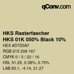 カラーコード: HKS Rasterfaecher - HKS 01K 050% Black 10% | qconv.com