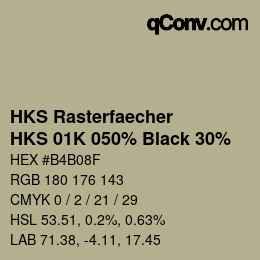 カラーコード: HKS Rasterfaecher - HKS 01K 050% Black 30% | qconv.com