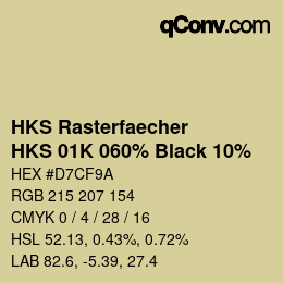 Código de color: HKS Rasterfaecher - HKS 01K 060% Black 10% | qconv.com