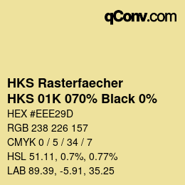 Code couleur: HKS Rasterfaecher - HKS 01K 070% Black 0% | qconv.com