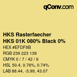 Farbcode: HKS Rasterfaecher - HKS 01K 080% Black 0% | qconv.com