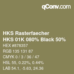 Farbcode: HKS Rasterfaecher - HKS 01K 080% Black 50% | qconv.com