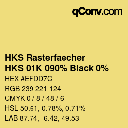 Farbcode: HKS Rasterfaecher - HKS 01K 090% Black 0% | qconv.com