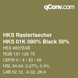 Código de color: HKS Rasterfaecher - HKS 01K 090% Black 50% | qconv.com